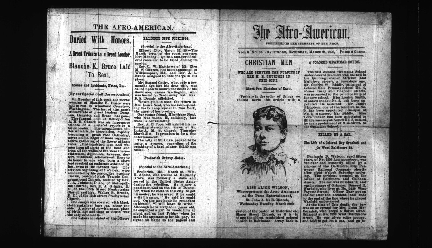 This 1898 edition of The Afro-American carried the tagline, “Published in the 
interest of the race.” (Photo credit: Afro-American Newspaper)